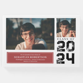 Libro de invitados rojo y blanco de la Escuela de 