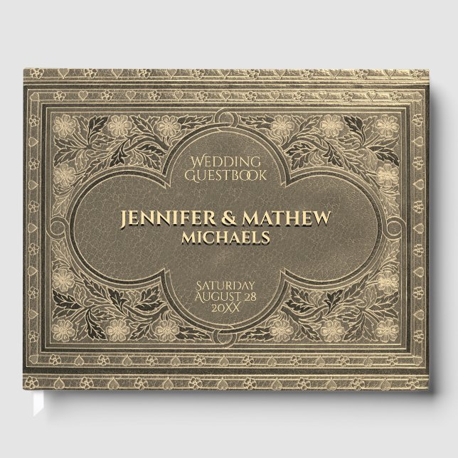 Libro de invitados Romántico Gold Antiguo (Anverso)