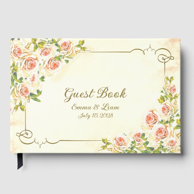 Libro de Invitados Rosa Antigua 9 x 6 (Anverso)