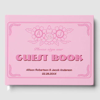 Libro de invitados rosa brillante y audaz para Bod