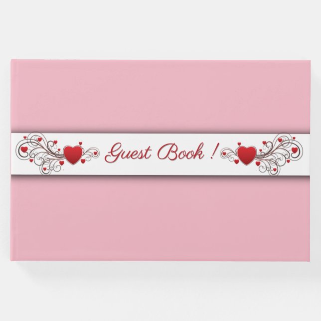 Libro de invitados rosa Hearts (Anverso)