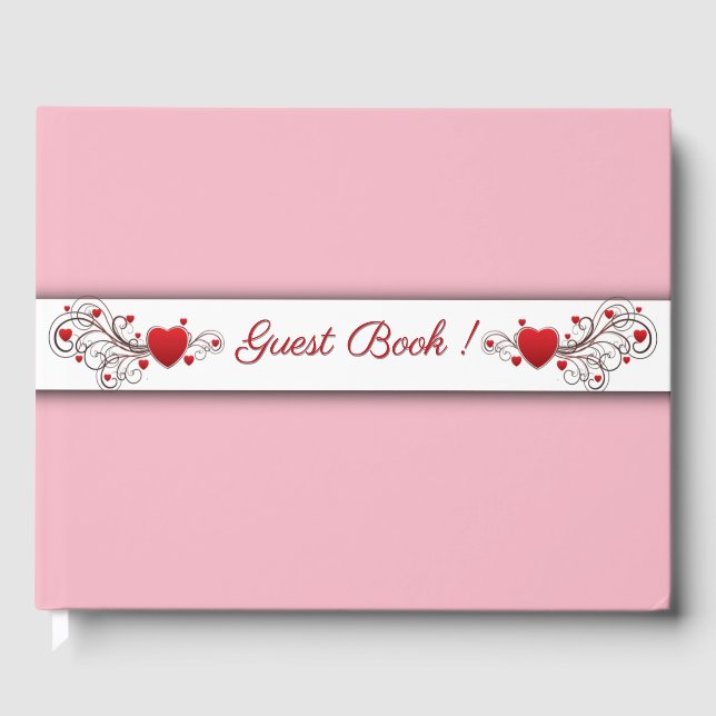 Libro de invitados rosa Hearts (Anverso)