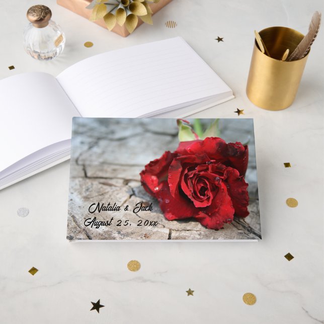 Libro de invitados Rosa Roja (Anverso Abierto)