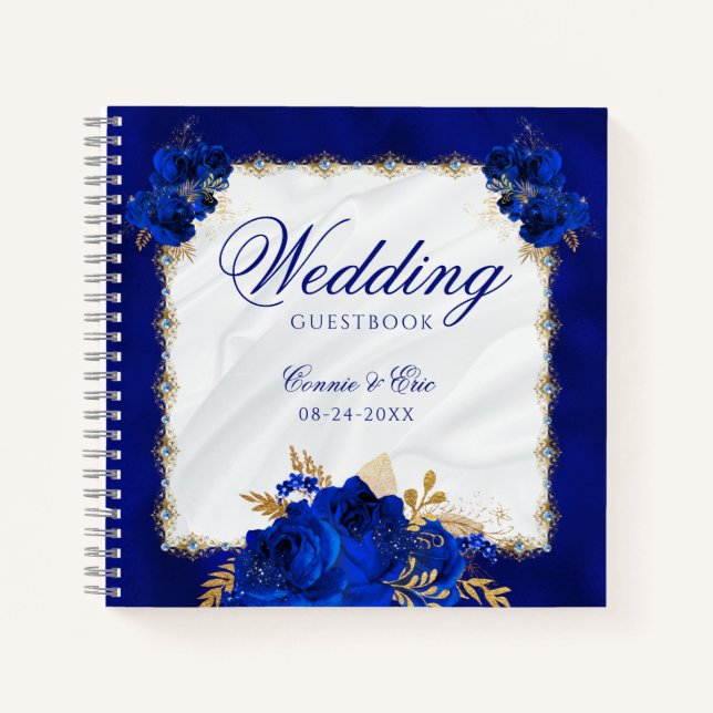 Libro de invitados Royal Blue Elegant Wedding (Anverso)