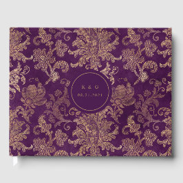 Libro de invitados Royal Purple Gold Damask Weddin