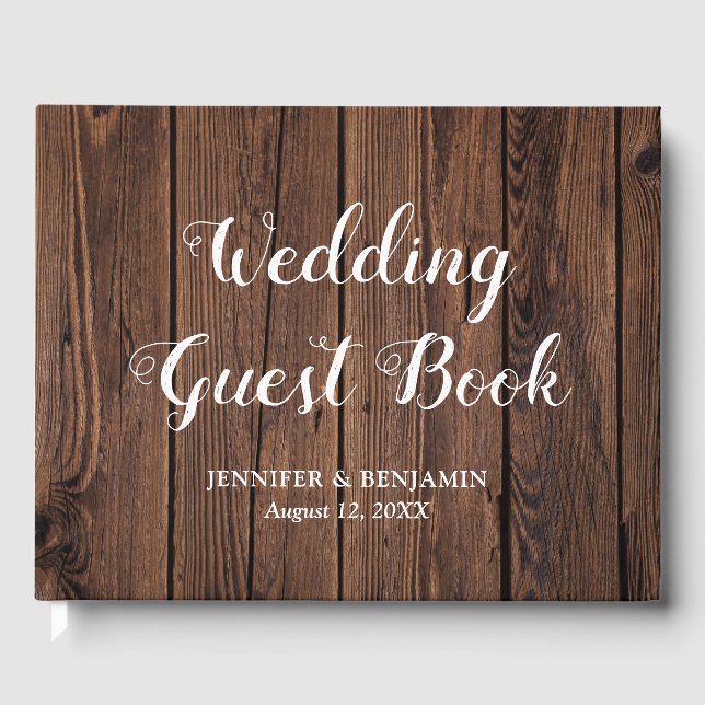 Libro de invitados Rustic Barn Wood Boda (Anverso)