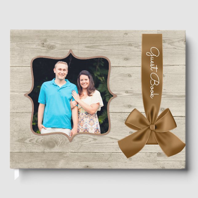 Libro de invitados Rustic Barn Wood Boda (Anverso)