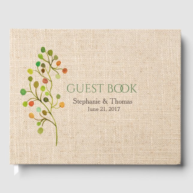 Libro de invitados Rustic Burlap Boda (Anverso)