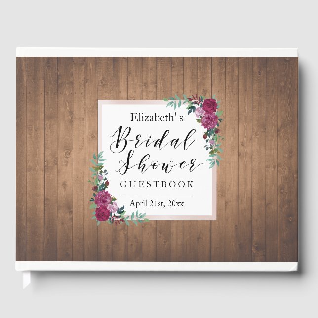 Libro de invitados Rustic Floral Bridal Shower (Anverso)