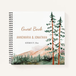 Libro de invitados Rustic Mountain Landscape Pine 