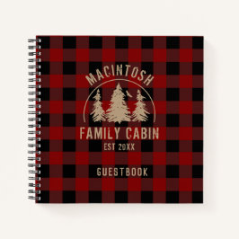 Libro de invitados Rustic Red Buffalo Plaid Woods