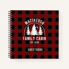 Libro de invitados Rustic Red Buffalo Plaid Woods