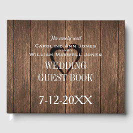 Libro de invitados Rustic Wood and Engravt Heart