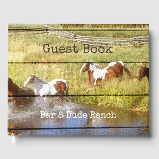 Libro de invitados Rustic Wood with Horses