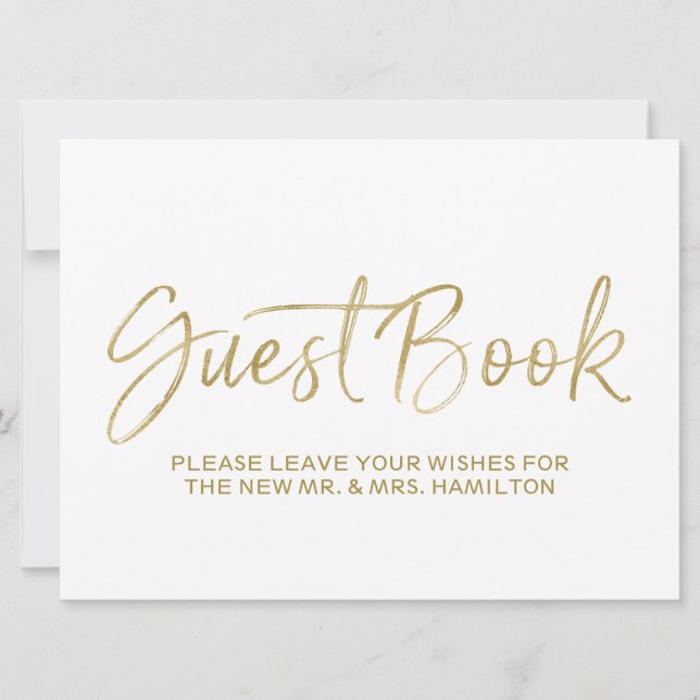 Libro de Invitados Señal de Boda | Letra Dorada co (Anverso)