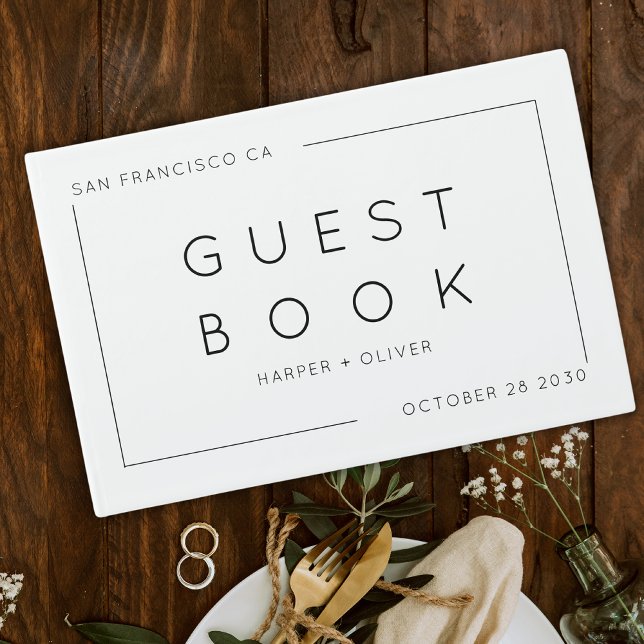 Libro de invitados simple de Boda blanco y negro (Subido por el creador)