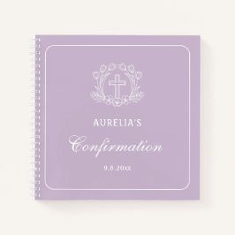 Libro de invitados Simple Floral Cross Lilac Confi