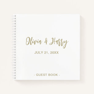 Libro de invitados simple y elegante Blanco dora