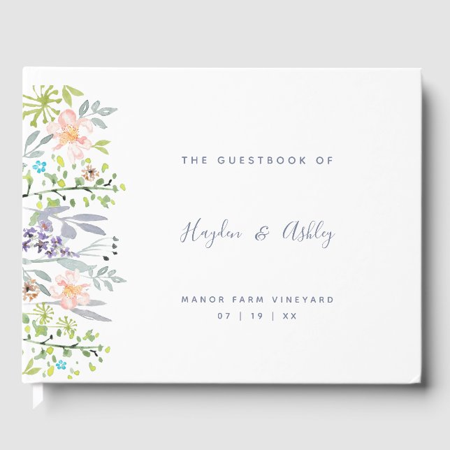 libro de invitados sobre acuarela floral de bonito (Anverso)