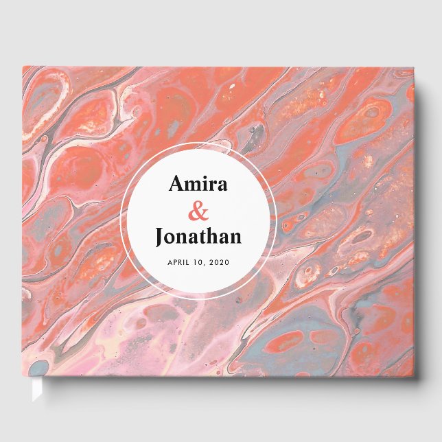 Libro de invitados sobre el Boho Coral Marble Pers (Anverso)