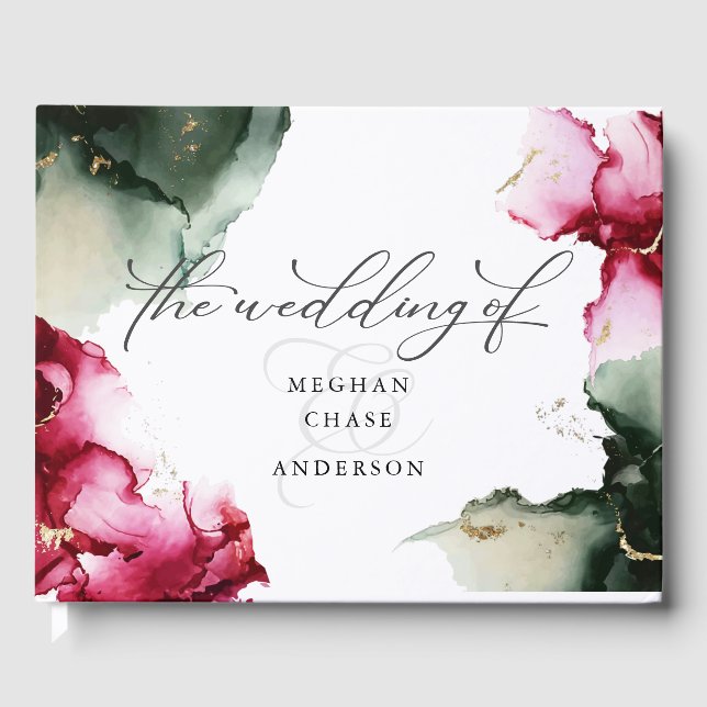 Libro de invitados sobre la acuarela verde aguda y (Anverso)