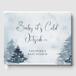 Libro de invitados sobre la ducha de bebé en un pi