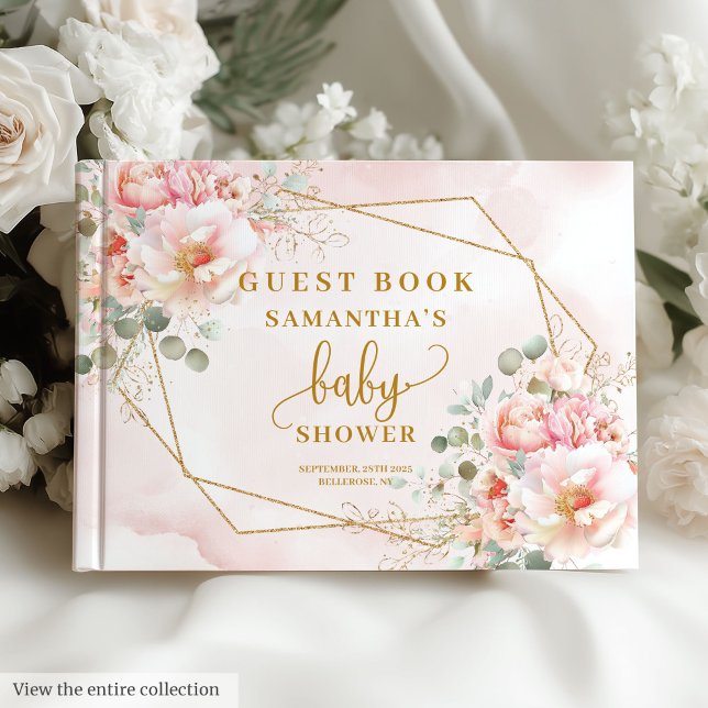 Libro de invitados sobre la ducha de bebé, salchic (Sweet blush pink sage baby shower guest book)