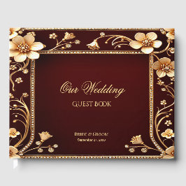 Libro de invitados sobre las flores doradas de Bor