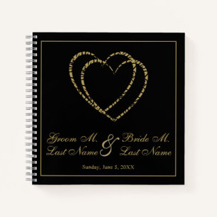 Libro de invitados sobre oro y Boda negro personal