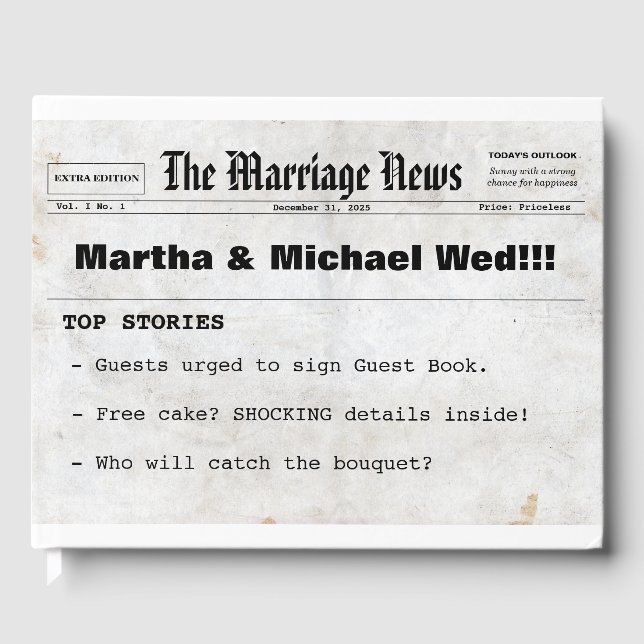 Libro de invitados sobre temas del diario Boda (Anverso)