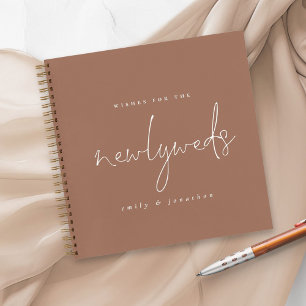 Libro de invitados Soft Brown de Boda de guiones p