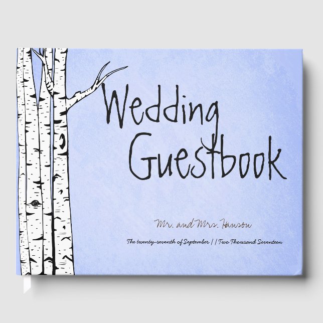Libro de invitados Spring Whimsical Birch Tree (Anverso)