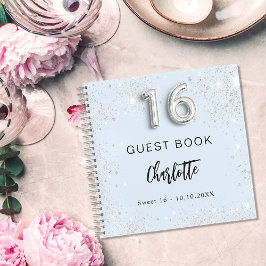 Libro de invitados Sweet 16 baby blue silver