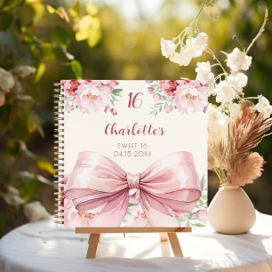 Libro de invitados Sweet 16 florals de crema de ar