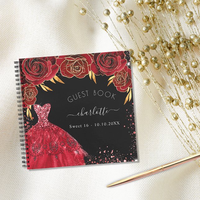 Libro de invitados Sweet 16 purpurina de vestido n (Subido por el creador)