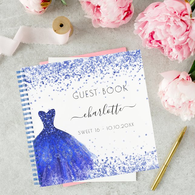 Libro de invitados Sweet 16 vestido azul real blan (Subido por el creador)