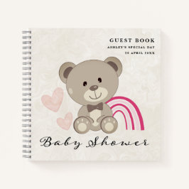 Libro de invitados Teddy Bear Baby Shower (Rosa)