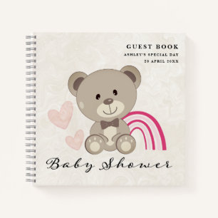 Libro de invitados Teddy Bear Baby Shower (Rosa)