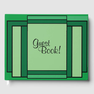 Libro de invitados verde geométrico Art Deco