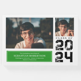 Libro de invitados verde y blanco de la Escuela de