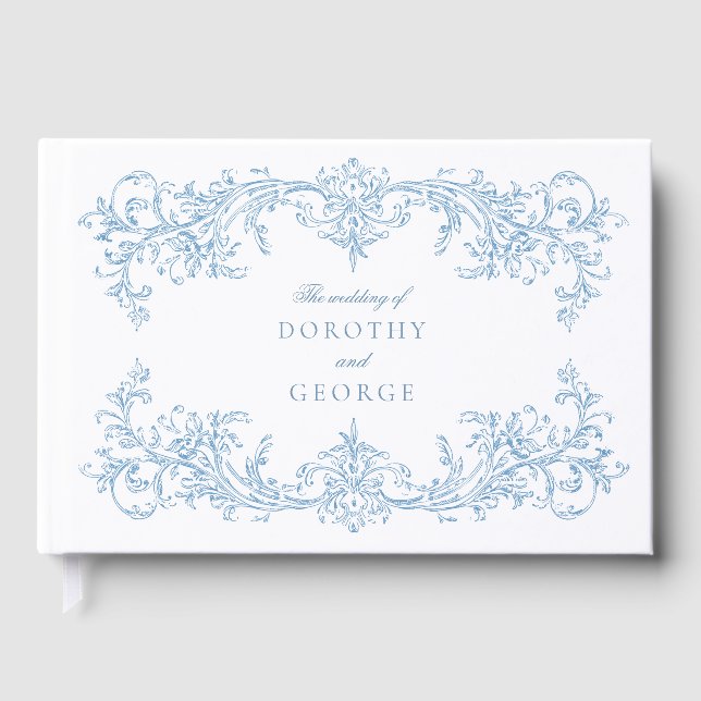 Libro de invitados Victorian Dusty Blue Boda (Anverso)