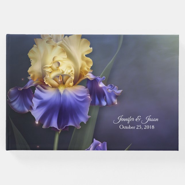 Libro de invitados Violet and Yellow Iris Boda (Anverso)