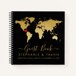 Libro de invitados World Map Heart Destination