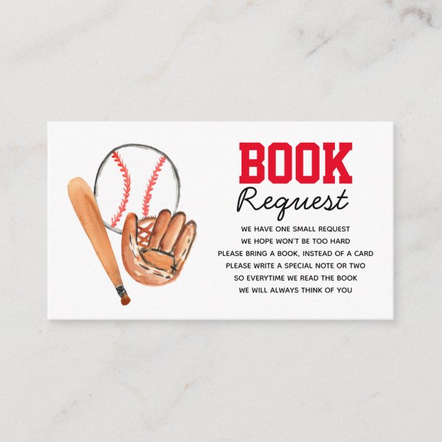 Libro de la ducha de bebé de béisbol para tarjeta  (Anverso)