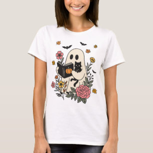 Libro de lectura de fantasma con camiseta de Hallo