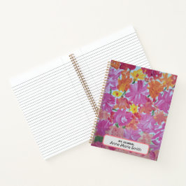 Libro de notas personalizadas de la floral rosada