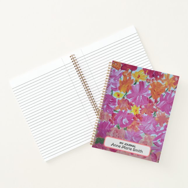 Libro de notas personalizadas de la floral rosada  (Interior)