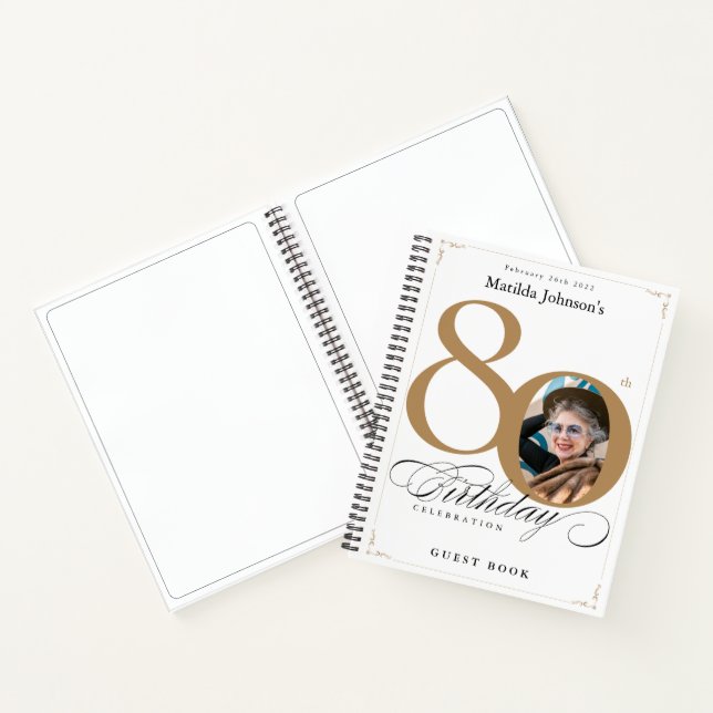 Libro de oro Elegante de Guión Blanco 80 cumpleaño (Interior)