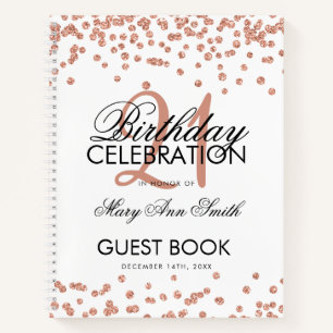 Libro de oro Rosa Confetti White 21st Birthday Gue