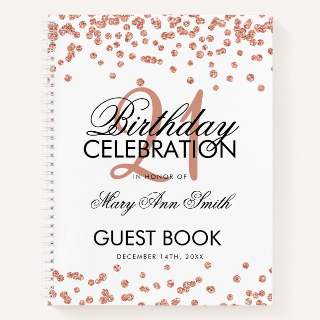 Libro de oro Rosa Confetti White 21st Birthday Gue (Anverso)